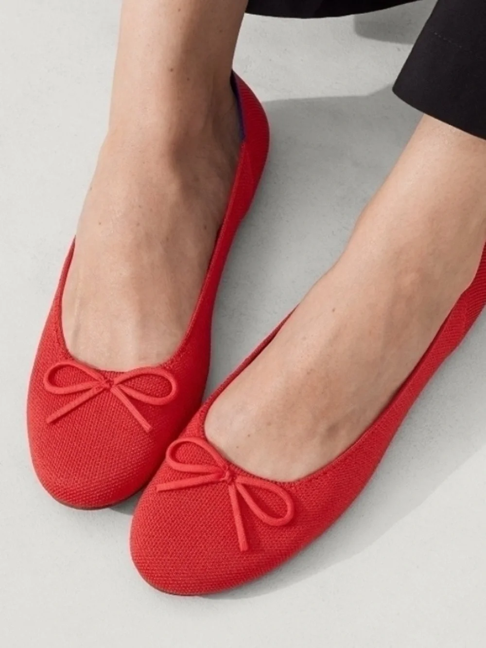 Rothy's The Ballet Flat 10 Round Toe Red Bow Slip On